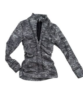 Lululemon Cypress Kiss Pullover Jacket Women’s Size 6 Black White Ruched Back